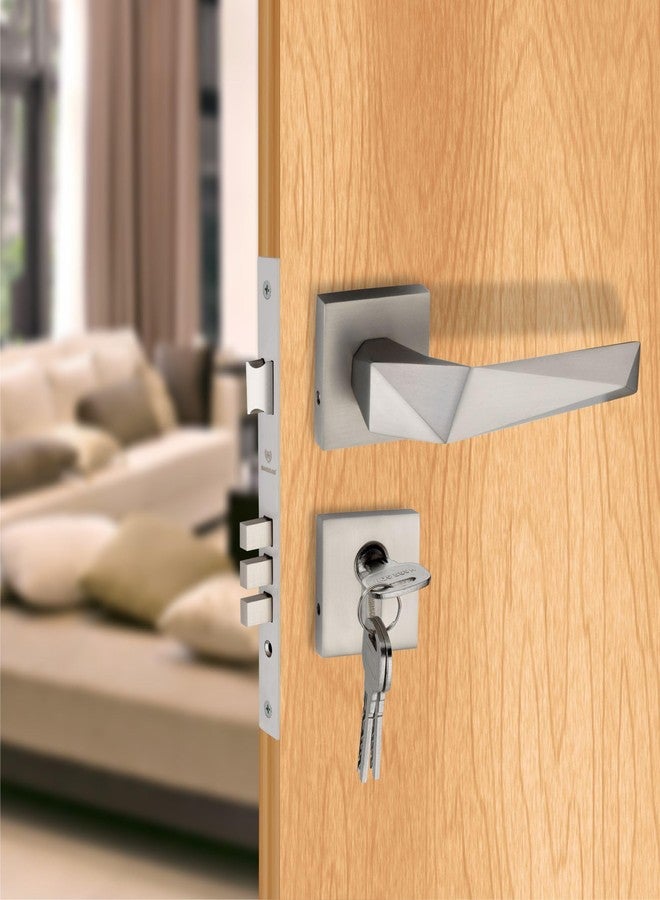 Harrison DH-1022 Brushed Matt Finish CY Mortise Door Lock Set/Premium Lockset for Main Door, Bedroom Door Lock, Heavy-Duty Door Lock Set with 3 Brass Keys, Cylindrical Handleset